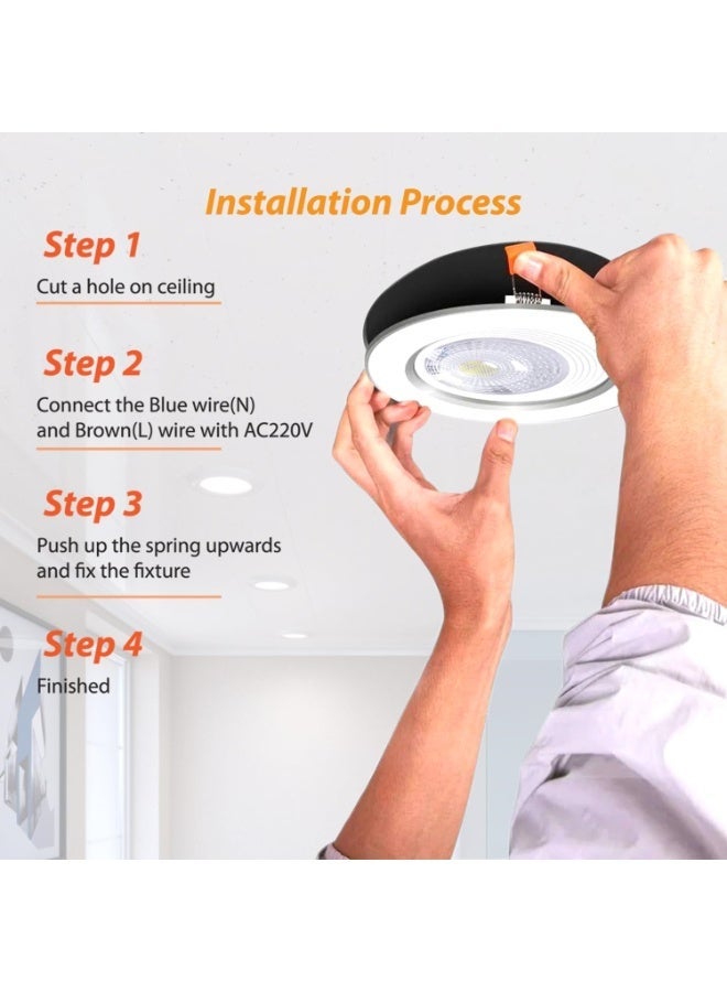 فكسر مصباح سقف داخلي LED بقوة 7 واط، قطره 9 سم (3.5 بوصة) - أبيض وأبيض دافئ - Image 4